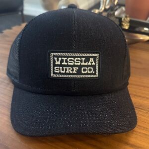VISSLA Black Mesh Trucker Hat with Embroidered Patch